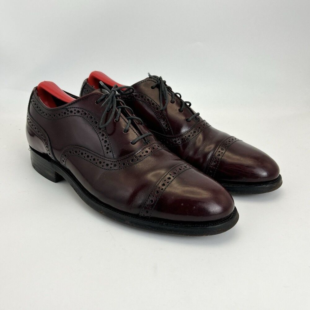 Stafford Oxford Shoes Mens Size 7 D Oxblood Leather Cap Toe Made In USA VTG